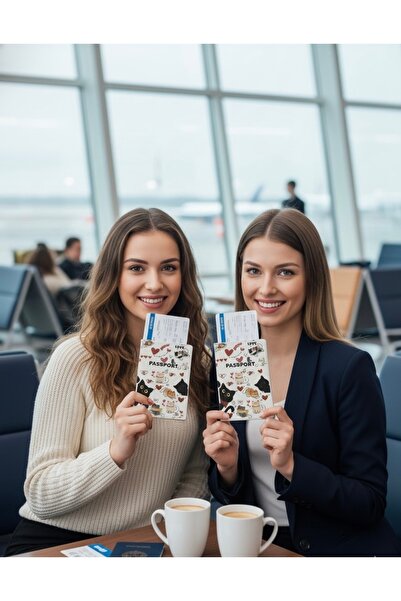 Gempo قطعتان من غطاء جواز السفر بنمط القطط - تصميم لطيف، غطاء حماية من مادة PVC مقاوم للماء قطعتان