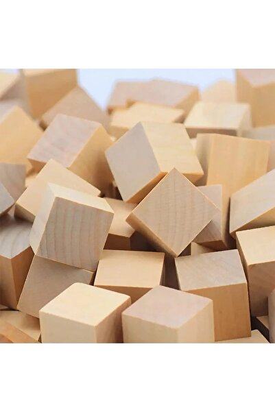 Comprox Wooden Cube Blocks 2X2 Cm Square - 100 Pieces - Natural Wooden Cube
