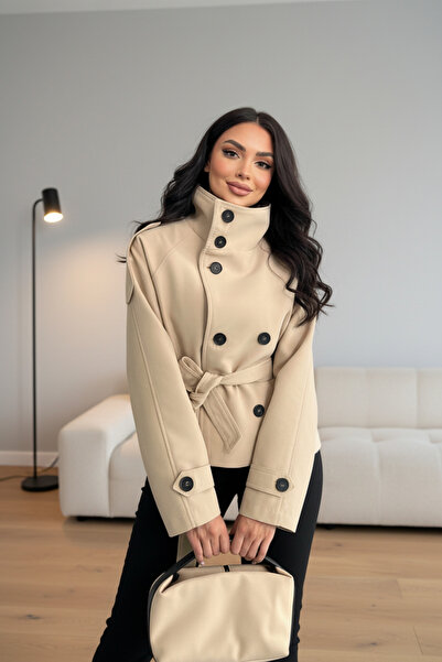 ALFUDO Moda Collection BSK DİK YAKA KISA TRENÇKOT CEKET