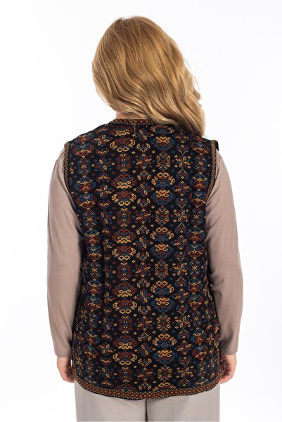 Mutlu City Kadın Etnik Model Triko Örgü Kilim Anne Yelek 1070