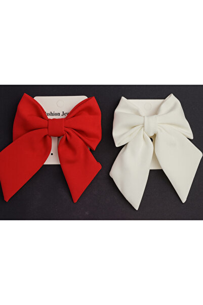 Srctech Cataramă cu fundă cu panglică, roșu și alb, din 2 piese