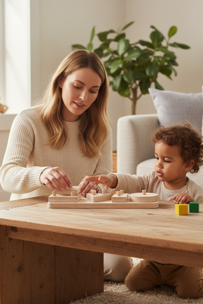 MONTETOYS لغز خشبي مكون من 4 قطع، لغز هندسي
