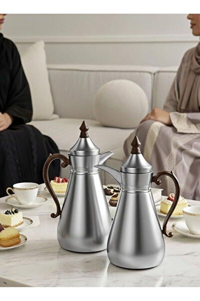 TOHFAT-AL MAIDAH طقم ترامس أصيلة فاخرة حافظ للحرارة لمدة 18 ساعة السعة الشاهي 1 لتر و القهوة 0.75 ملي