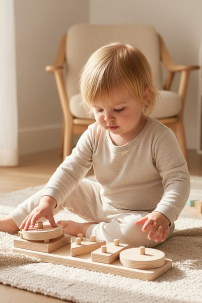 MONTETOYS Wooden 4-Piece Puzzle Geometric Puzzle