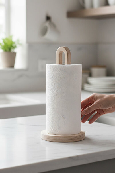 MONTETOYS Wooden Paper Towel Holder, Roll Towel Stand