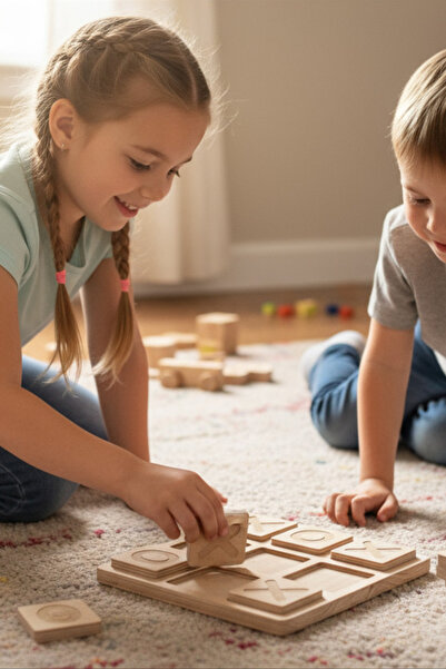 MONTETOYS Wooden Xox Tic Tac Toe Game