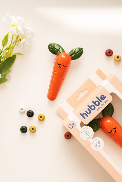 Hubble Bebek Diş Kaşıyıcı Ve Oyuncak - Havuç Şekilli Dişlik (%100 DOĞAL KAUÇUK)