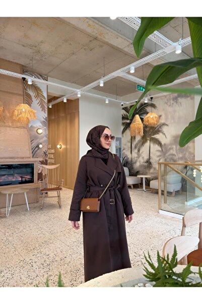 Touche Toka Detaylı Oversize Trençkot Kahverengi