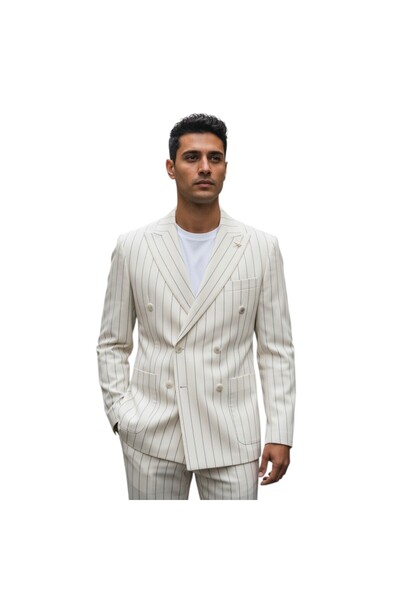 ilayda emir ÖZEL TASARIM İTALYAN KESİM BEYAZ KRUVAZE TAKIM ELBİSE