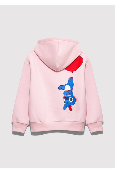 Mavi Stitch Baskılı Kapüşonlu Pembe Sweatshirt 7S10165-71007