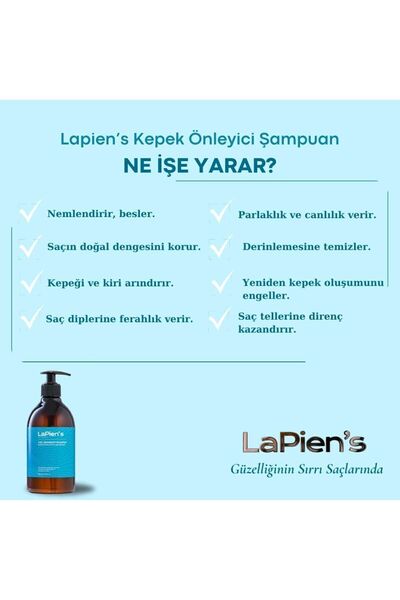 Lapien's Kepeğe Karşı Yoğun Etkili Şampuan Kepek Kaşınıtı ,yağlanma Önleyici 500 ml