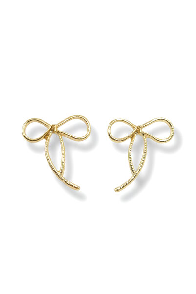 La Clarte Women's Gold Gold Color Ribbon Bow Figured Earrings – Light and Rom...