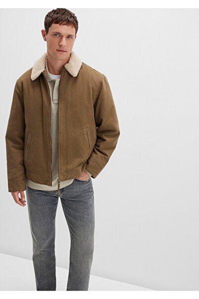Mavi Suni Kürk Detaylı Kahverengi Ceket Loose Fit / Bol Rahat Kesim 0110627-87538
