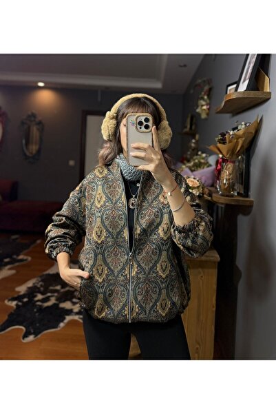 MODAGK Ethnic Patterned Design Bomber Jacket