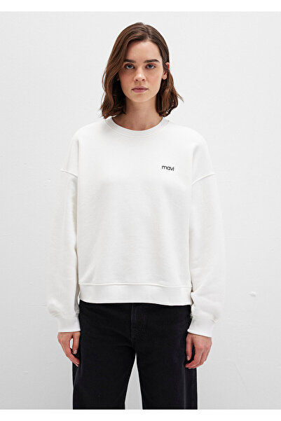 Mavi Logo Baskılı Ekru Sweatshirt 1S10490-70057