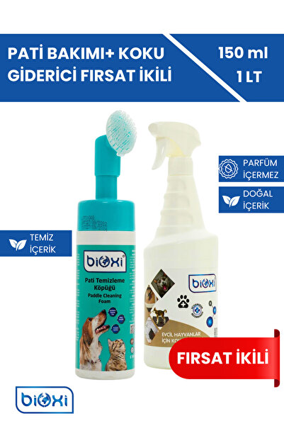 Bioxi Pati Temizleme & Parfümsüz Kedi Kumu Koku Giderici Dezenfektan 1l (2'Lİ PAKET)