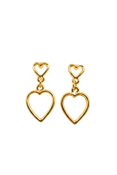 La Clarte أقراط نسائية موديل قلب مزدوج باللون الذهبي - لمسة معنى وبراقة