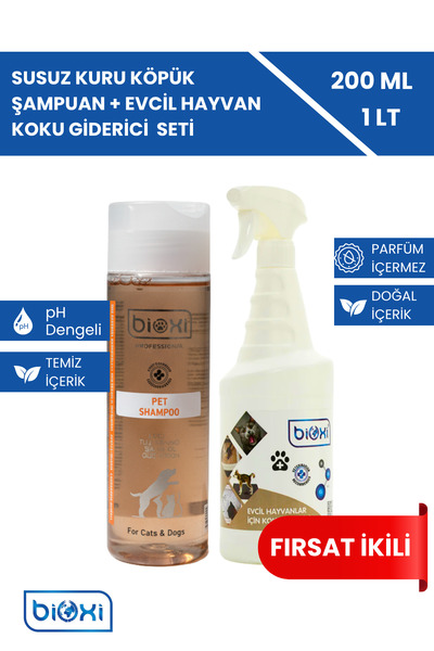 Bioxi Kedi Pet Şampuanı 200ml Ve Parfümsüz Kedi Kumu Koku Giderici Dezenfekta...
