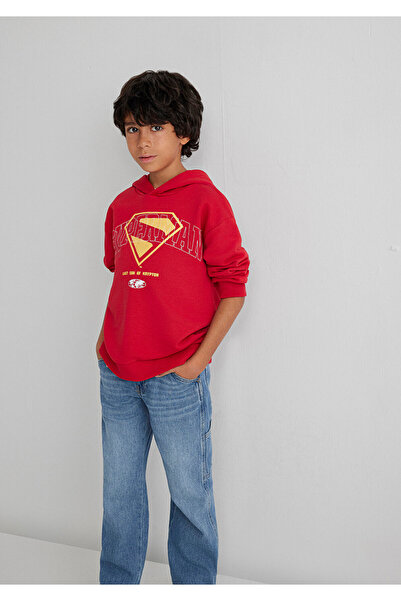 Mavi Superman Baskılı Kırmızı Sweatshirt 6S10133-88016