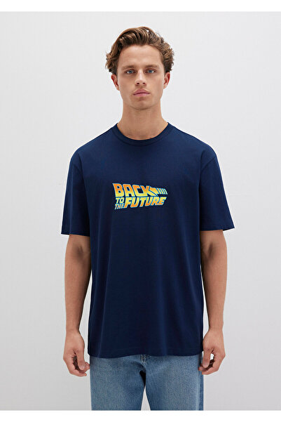 Mavi Back To The Future Baskılı Tişört Loose Fit / Bol Rahat Kesim 0612925-89353
