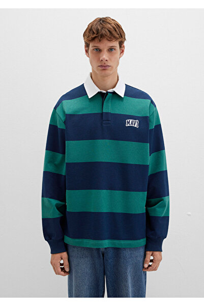 Mavi Logo Çizgili Lacivert Sweatshirt 0S10371-70497