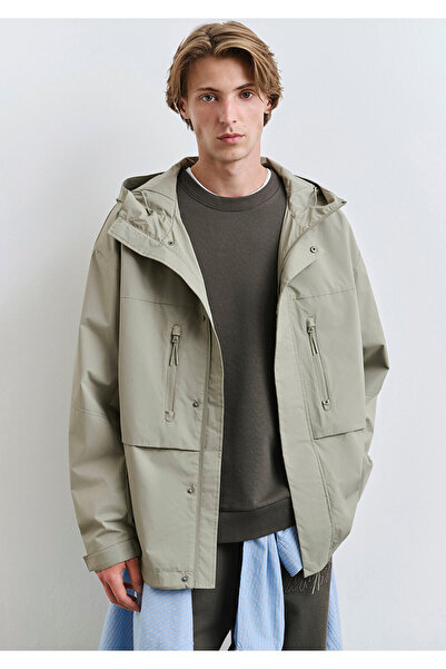 Mavi Kapüşonlu Yeşil Ceket Loose Fit / Bol Rahat Kesim 0110551-71484