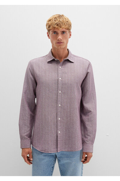 Mavi Çizgili Mor Gömlek Regular Fit / Normal Kesim 0211704-90926