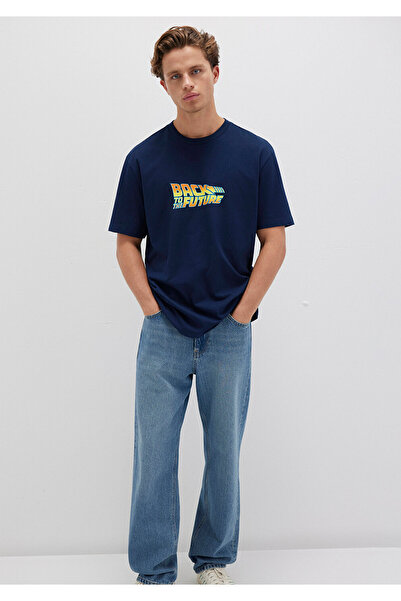 Mavi Back To The Future Baskılı Tişört Loose Fit / Bol Rahat Kesim 0612925-89353