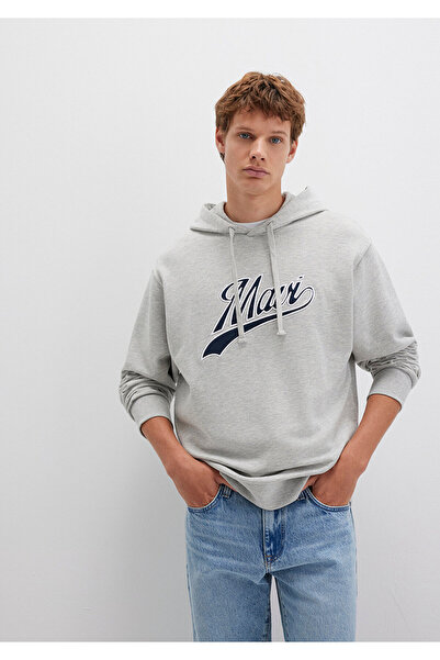 Mavi Logo Kapüşonlu Gri Sweatshirt 0S10469-80018