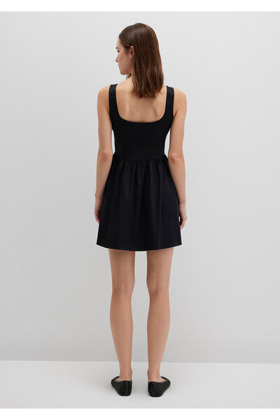 Mavi Askılı Siyah Mini Elbise 1310724-900