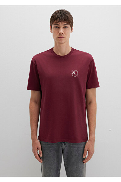 Mavi MJ Logo Baskılı Bordo Tişört Loose Fit / Bol Rahat Kesim 0612839-70394