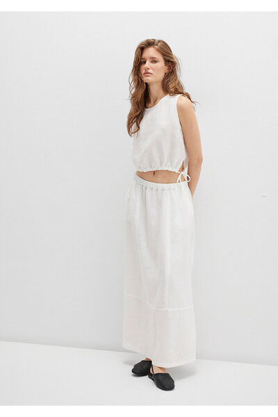 Mavi Tencel TM Liyosel Beyaz Uzun Etek 1310726-70057
