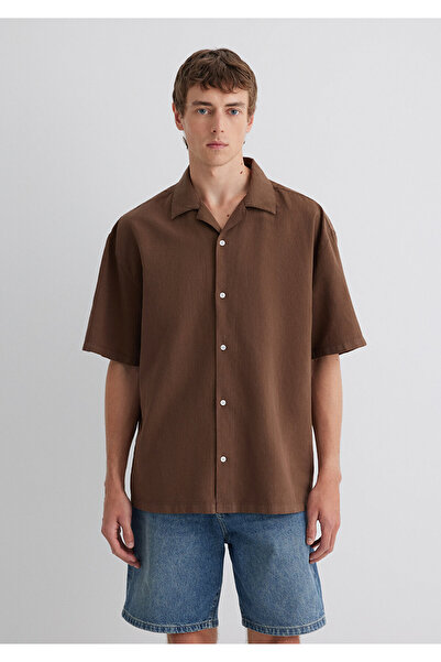 Mavi Kahverengi Gömlek Oversize / Geniş Kesim 0210679-89330