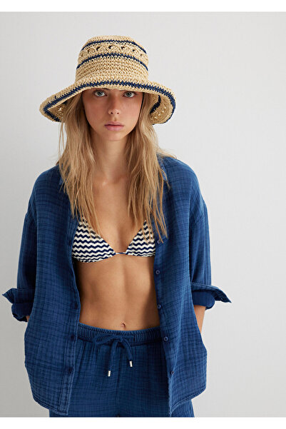 Mavi Pălărie de paie cu dungi 1912977-70055