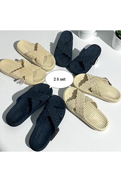 MİRAYPAZARLAMA Straw-Like Thick Non-Slip Slippers for Women, Suitable for Wet...
