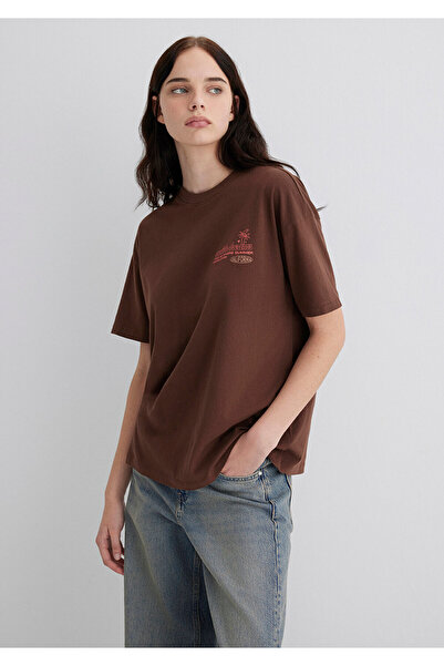 Mavi Τυπωμένο καφέ μπλουζάκι Loose Fit / Loose Fit 1613530-70242
