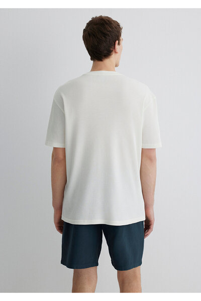 Mavi Ekru Basic Tişört Loose Fit / Bol Rahat Kesim 0612724-70057