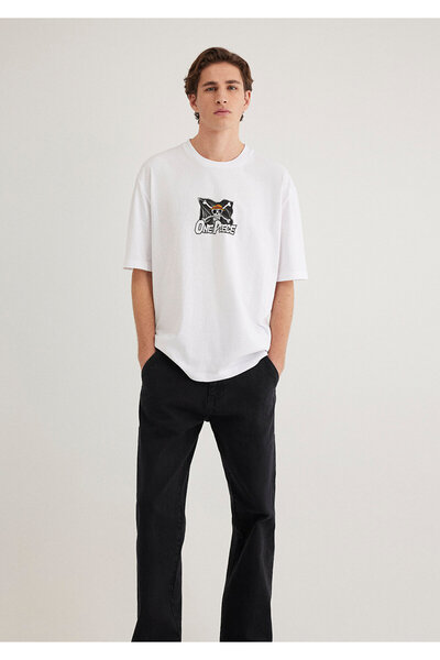 Mavi One Piece Baskılı Beyaz Tişört Relaxed Fit / Rahat Kesim 0612563-620