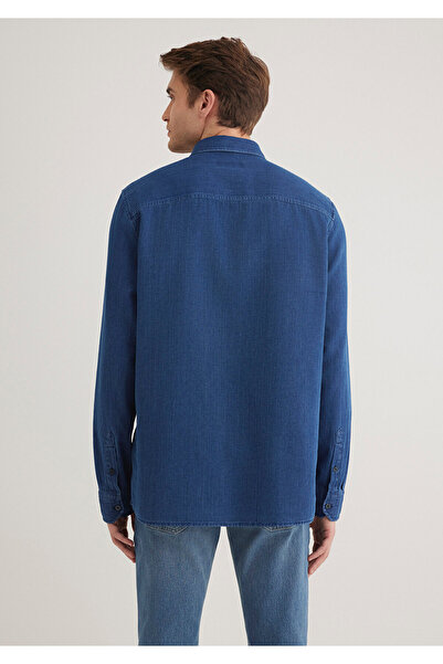Mavi Cep Detaylı Indigo Gömlek Regular Fit / Normal Kesim 0211422-18790