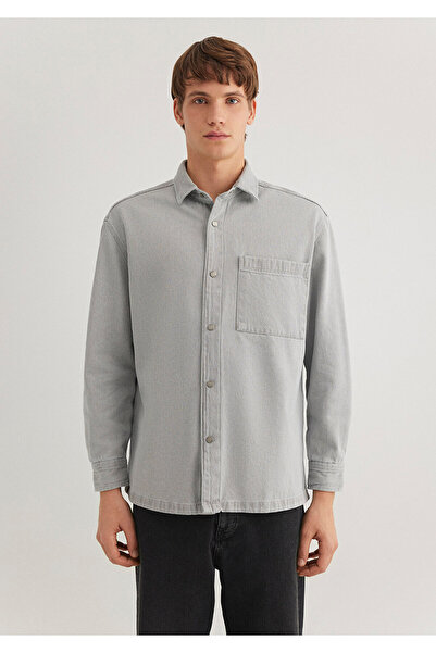 Mavi Gri Denim Gömlek Loose Fit / Bol Rahat Kesim 0211157-80739