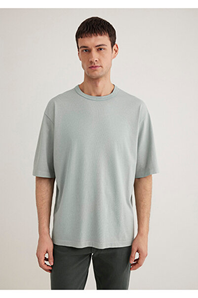Mavi Yeşil Basic Tişört Loose Fit / Bol Rahat Kesim 0612595-70148