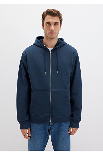 Mavi Kapüşonlu Fermuarlı Lacivert Basic Sweatshirt 0S10277-70490