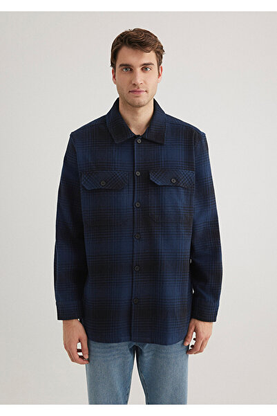 Mavi Kareli Lacivert Gömlek Loose Fit / Bol Rahat Kesim 0211332-89071