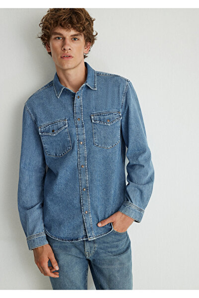 Mavi Ted Indigo Mavisi Denim Jean Gömlek Slim Fit / Dar Kesim 0210909-87933