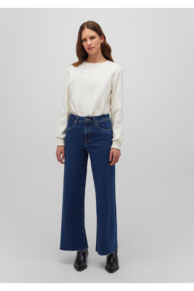 Mavi Kadın Bisiklet Yaka Sweatshirt - Beyaz