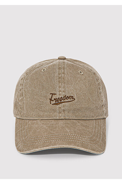 Mavi Freedom İşlemeli Kahverengi Şapka 0911884-70373