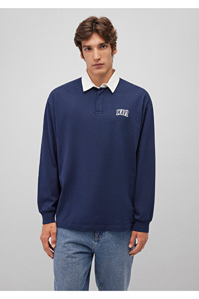 Mavi Logo Baskılı Lacivert Polo Sweatshirt 0S10172-70497