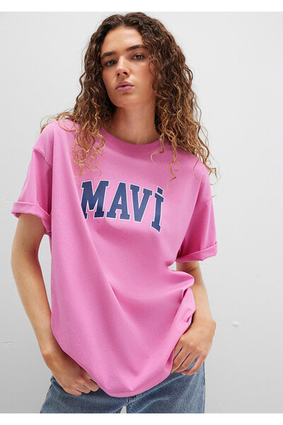 Mavi Logo Baskılı Pembe Tişört Oversize / Geniş Kesim 1600843-71033