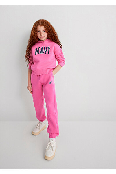 Mavi Logo Baskılı Kapüşonlu Pembe Sweatshirt 7610035-70982