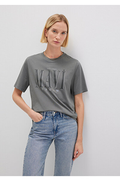 Mavi Emblémával nyomtatott szürke póló, normál szabású / normál szabású 1611990-70122